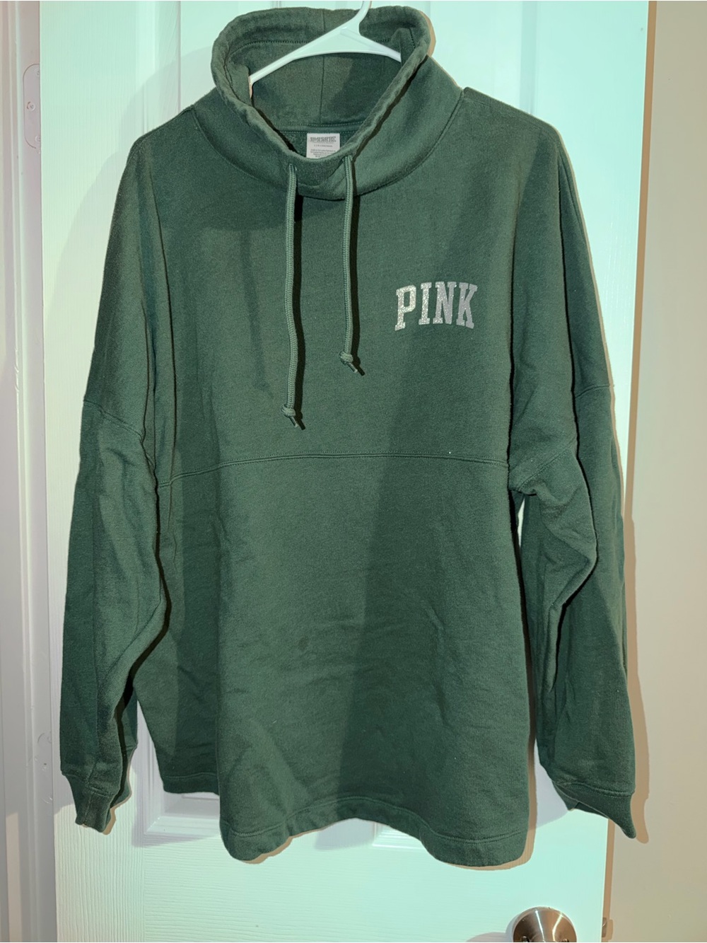 PINK Victoria's Secret Green Crewneck Pullover with Drawcord